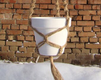 Jute Hanging Planter, Plant Hanger, Macrame Pot Holder, Hanging Planters, Modern Macrame, Natural Jute Plant Holder