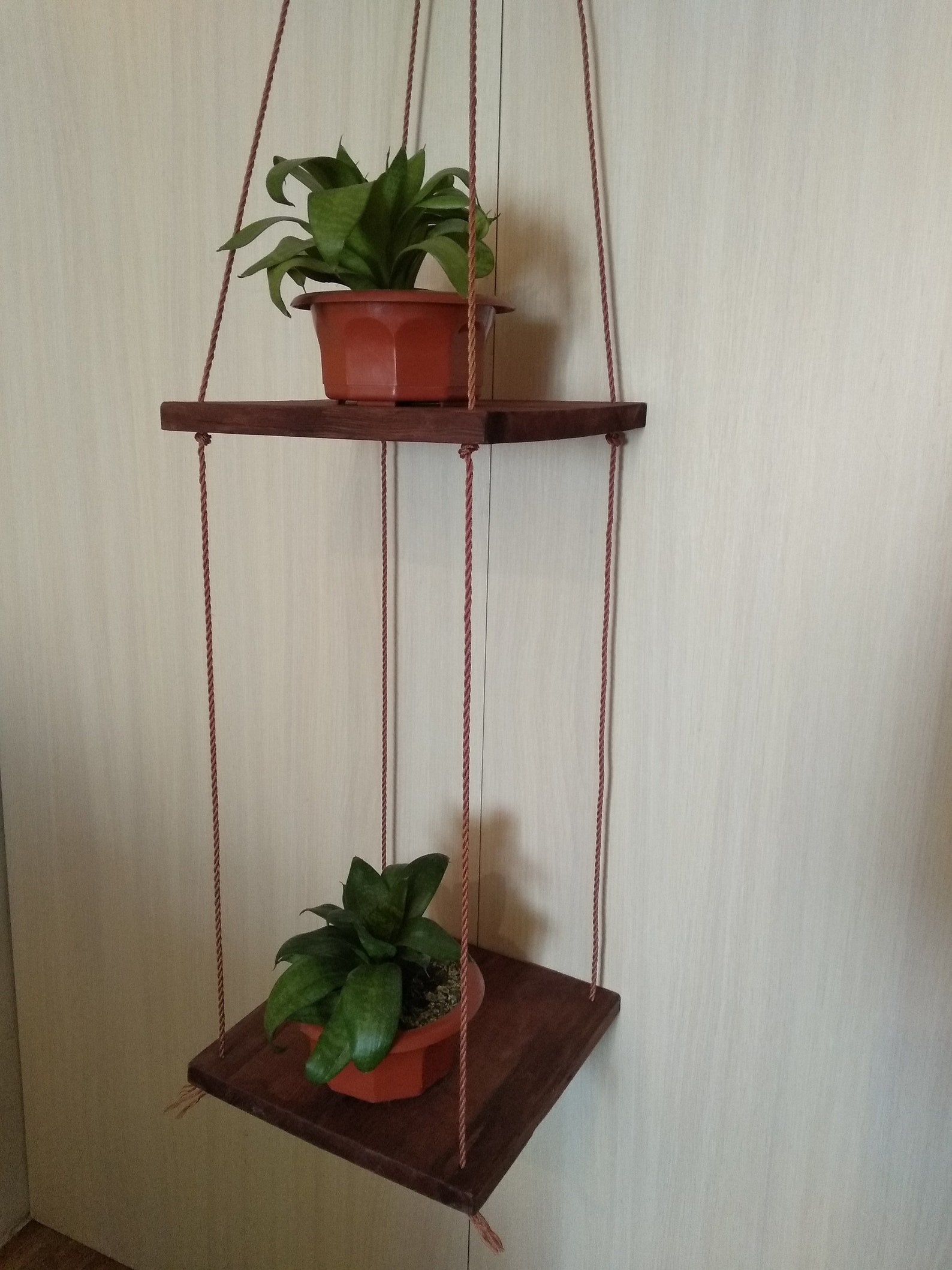 Wood hanging shelves Corner plant hanger Corner bookshelf Etsy