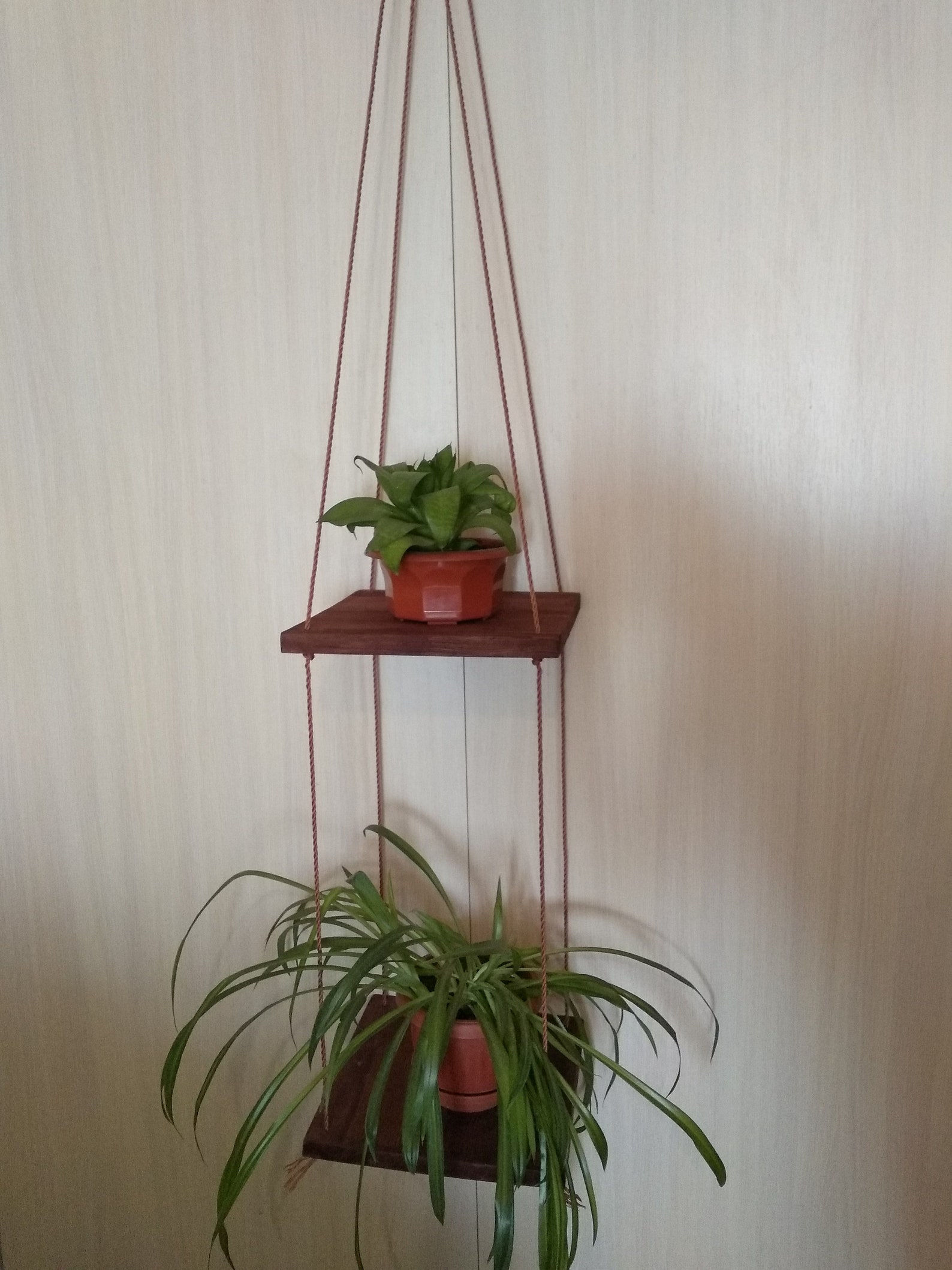 Wood hanging shelves Corner plant hanger Corner bookshelf Etsy