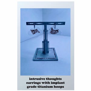 intrusive thoughts earrings SILVER VERSION/cloud earrings/acrylic earrings/implant grade titanium/titanium hoop earrings/free shipping