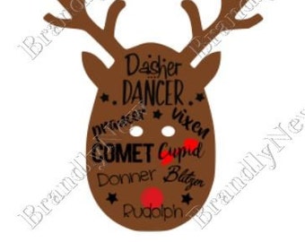 Reindeer Names Reindeer Head Design / SVG - PNG - JPEG Download / File for Cricut or Silhouette
