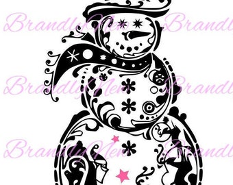 Swirly Snowman Svg Etsy
