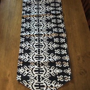 Gita Table Runner - Batik Tribal-short table runner-handmade decor-table setting-tasseled table runner-monochrome decor