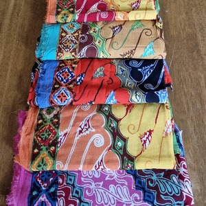 Traditional&quot;Parang&quot; Javanese Batik design cloth with contemporary Rainbow Colours.