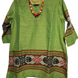 Ria Tunic-Ikat tunic-rainbow colours-handwoven clothing -Indonesian ikat- womens tunic-one size clothing-ethnic clothing   1 blue 1 green