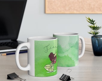 Tiana and the Frog simpatica tazza in ceramica da 11 once, La principessa e il ranocchio, Tiana baby, Disney Princess.