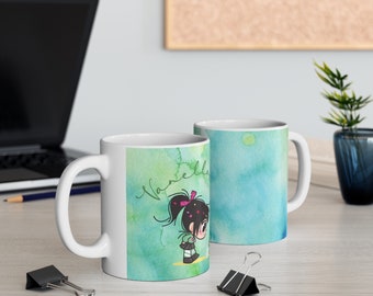 Vanellope and Sour Bill cute Ceramic Mug 11oz, Wreck-it Ralph, Vanellope baby, Disney Princess.