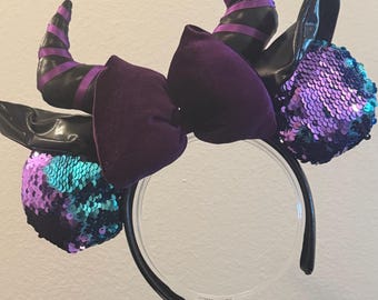 Maleficent geïnspireerde Mickey Ears Princess themapark oren handgemaakte Disney Park outfit hoofdband.