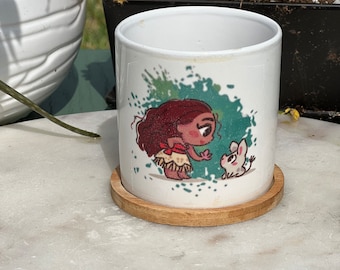 Moana and Pua Succulent Pot, Disney Princesses Succulents Pots, Moana and Pua
