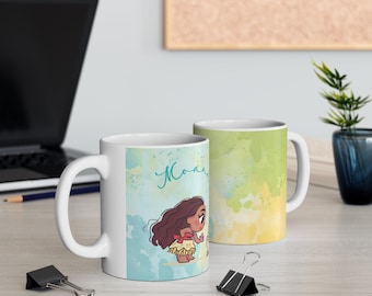 Moana and Pua cute Ceramic Mug 11oz, Moana, Disney Princess.