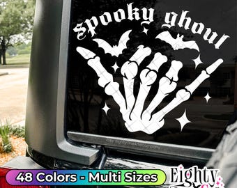 Spooky Ghoul, Spooky Babe, Spooky Bitch, Spooky Decal, goth car accessories, spooky car accents, bats decal, witchy decals, spooky stickers