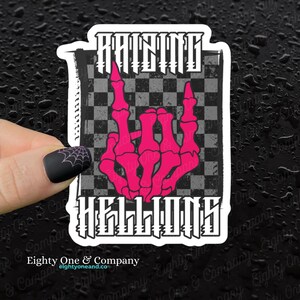 Raising Hellions Waterproof Vinyl Sticker For Moms Who Love a Little Chaos