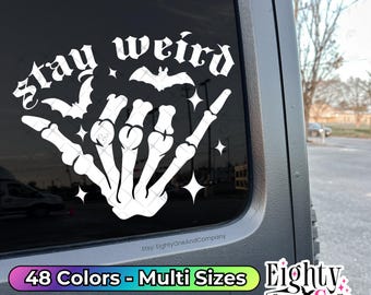 Stay Weird, Spooky Babe, Spooky Bitch, Spooky Decal, goth car accessories, spooky car accents, bats decal, witchy decals, spooky car sticker