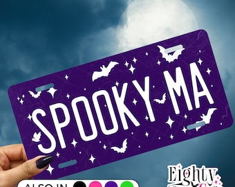SPOOKY MA Vanity Plate – Spooky Mom Plate, Goth Mama Tag, Halloween Car Decor, Witchy Car Gift