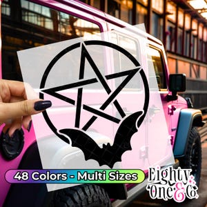 Bat pentagram decal spooky decals gothic stickers spooky car accessories spooky it&#39;s frickin bats bats decal witchy decals gifts for witches