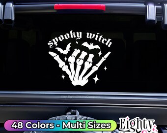 Spooky Witch, Spooky Babe, Spooky Bitch, Spooky Decal, goth car accessories, spooky car accents, bats decal, witchy decals, spooky stickers