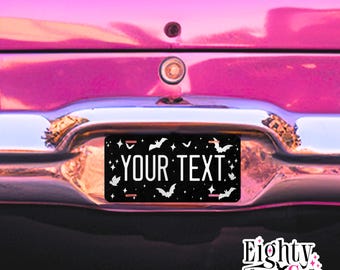 Personalized Spooky Baddies Car Vanity Plate – Custom Goth License Plate, Halloween Bats & Stars
