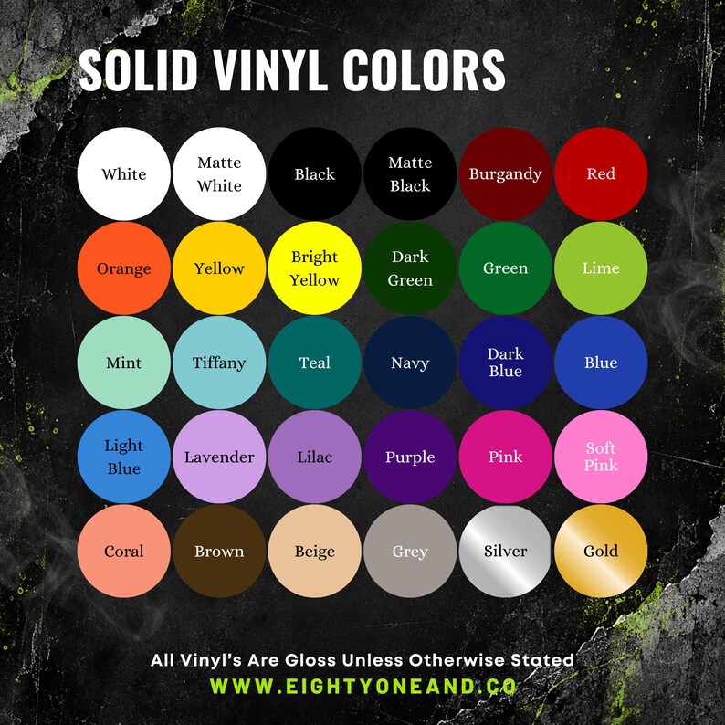 Solid vinyl colors