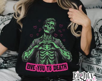 Zombie Love Unisex Tee, Halloween Valentine's Day Gothic Shirt, Love You to Death, Heart Hands, Horror Pop Art, Anti-Valentines Tee, Unisex
