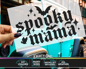 Spooky Mama, Spooky Babe, Spooky Bitch, Spooky Decal, goth car accessories, spooky car accents, bats decal, witchy decals, spooky car