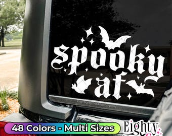 Spooky AF, Spooky Babe, Spooky Bitch, Spooky Decal, goth car accessories, spooky car accents, bats decal, witchy decals, spooky car stickers