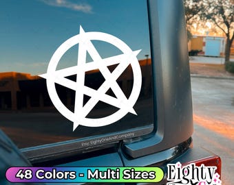 Goth car accessories pentagram sticker car mirror decal witchy decal decals for her satanic sticker Wicca Car Decals Witch Gift Satanic Star