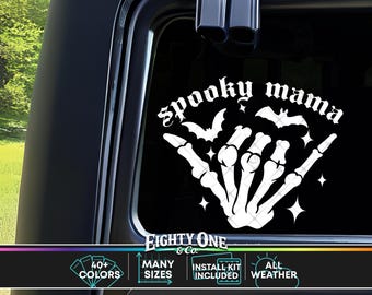 Spooky Mama, Spooky Babe, Spooky Bitch, Spooky Decal, goth car accessories, spooky car accents, bats decal, witchy decals, spooky stickers