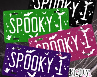 Spooky 1 car vanity plate gift for witches and witchcraft lovers metal license plate
