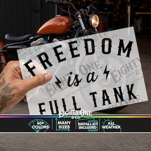 Full Tank Vinyl Decal, Open Road Motorcycle Sticker - Outdoor-Grade Adhesive, Die-Cut, Sizes, Custom Colors