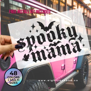 Spooky Mama, Spooky Babe, Spooky Bitch, Spooky Decal, goth car accessories, spooky car accents, bats decal, witchy decals, spooky car