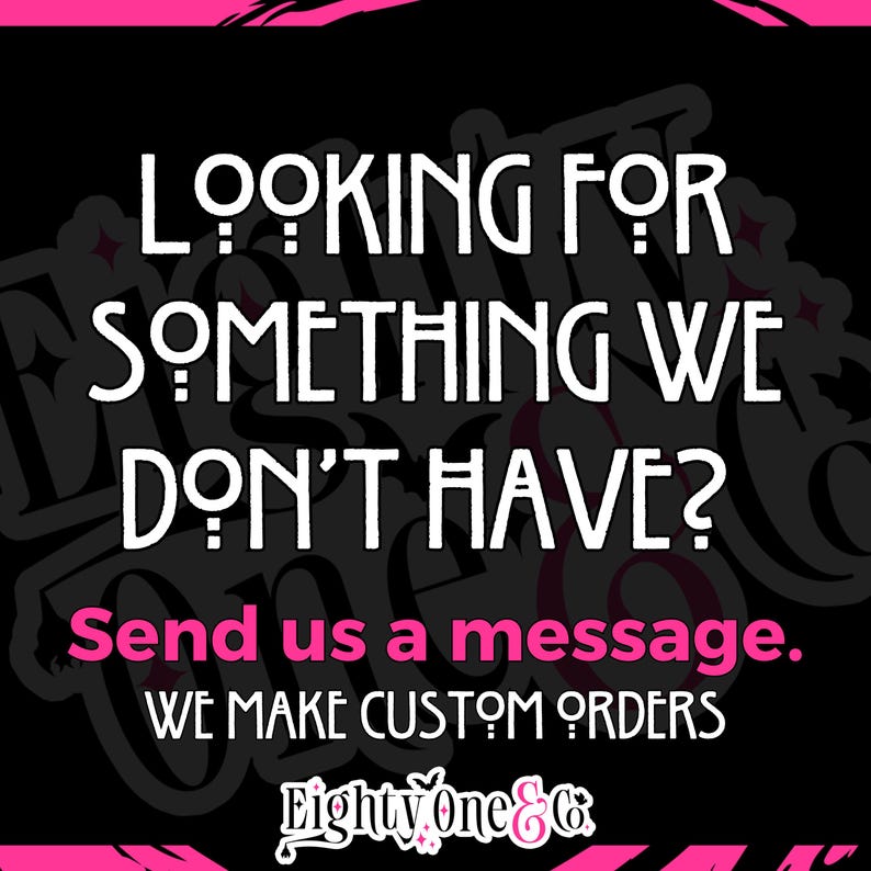 a pink and black poster with the words looking for something we don't have
