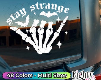 Stay Strange, Spooky Babe, Spooky Bitch, Spooky Decal, goth car accessories, spooky car accents, bats decal, witchy decals, spooky stickers