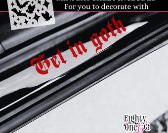 Get In Goth Car Decal | Gothic Doorstep Threshold Sticker | Spooky Alternative Vinyl Decal | Goth Car Accessories