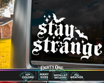 Stay Strange, Spooky Babe, Spooky Bitch, Spooky Decal, goth car accessories, spooky car accents, bats decal, witchy decals, spooky sticker