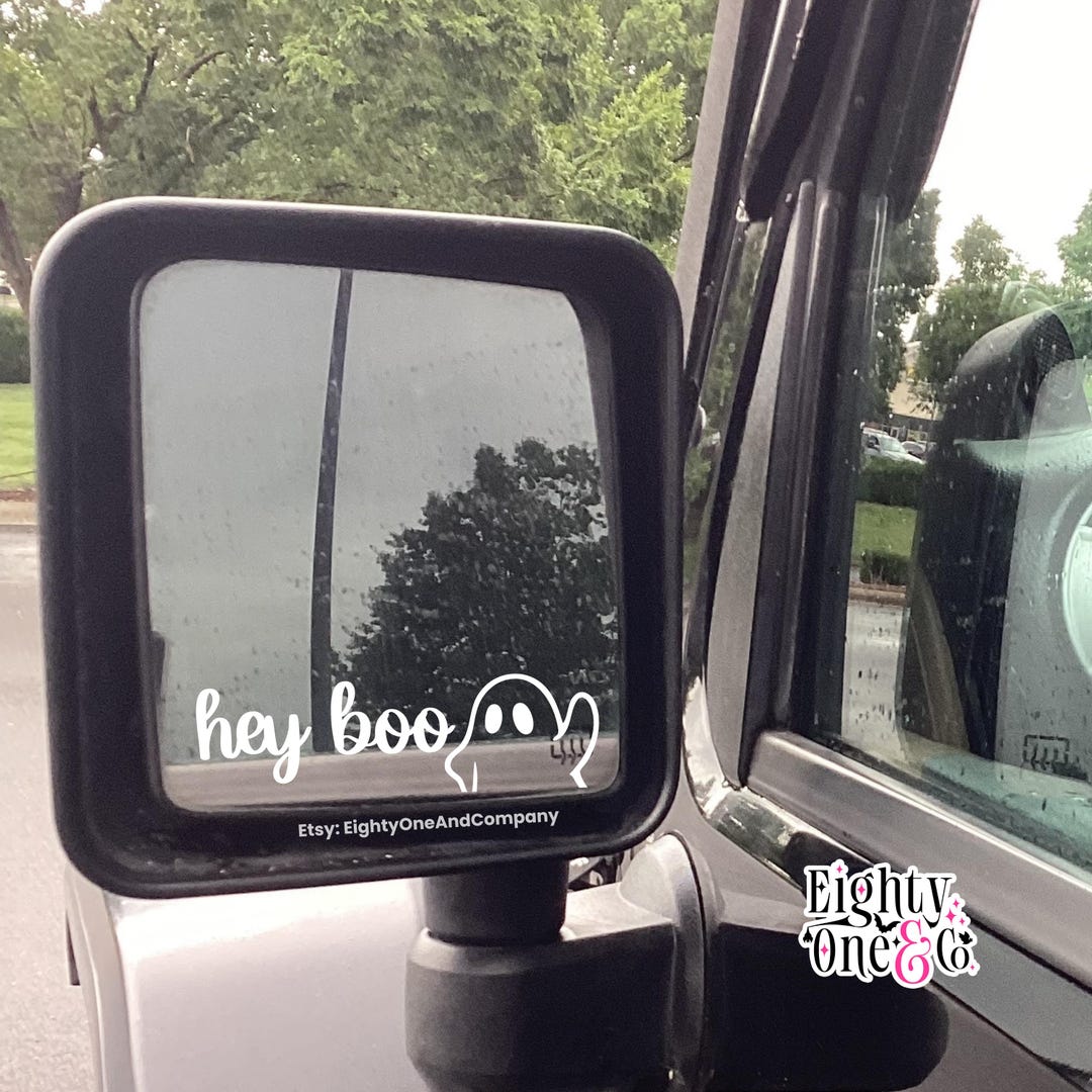 Hey Mirror Hey Boo Mirror Decal With Ghost | Cute Spooky Car Mirror Sticker ...