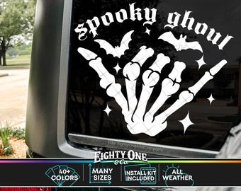Spooky Ghoul, Spooky Babe, Spooky Bitch, Spooky Decal, goth car accessories, spooky car accents, bats decal, witchy decals, spooky stickers
