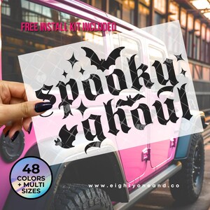 Spooky Ghoul Spooky Babe, Spooky Decal, goth car accessories, spooky car accents, bats decal, witchy decals, spooky car stickers, gothic