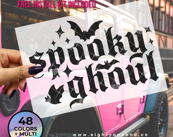 Spooky Ghoul Spooky Babe, Spooky Decal, goth car accessories, spooky car accents, bats decal, witchy decals, spooky car stickers, gothic