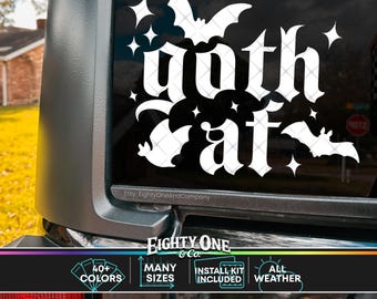 Goth AF, Spooky Babe, Spooky Bitch, Spooky Decal, goth car accessories, spooky car accents, bats decal, witchy decals, spooky car stickers