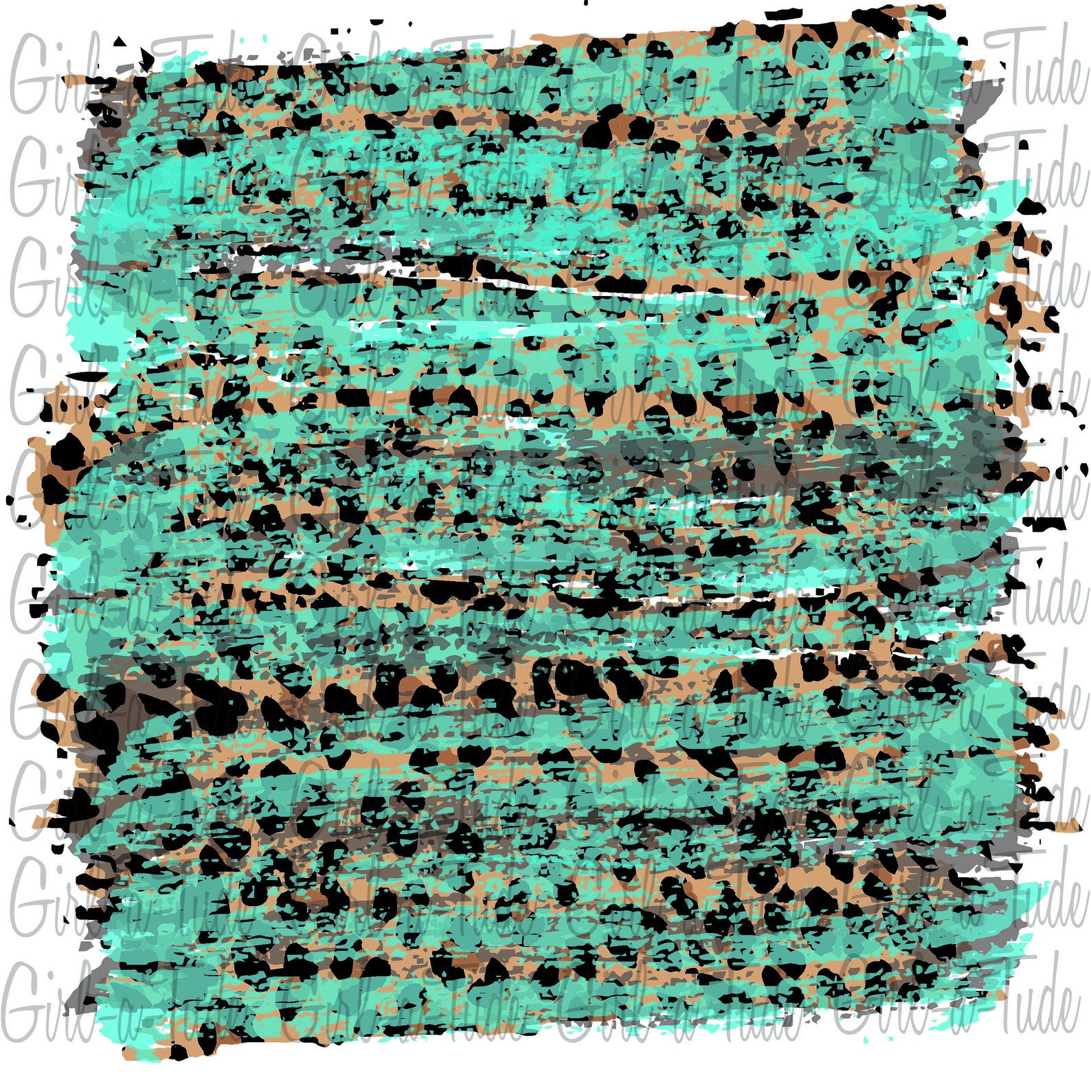 Leopard Background with Teal Brushstroke PNG Downloadable Etsy