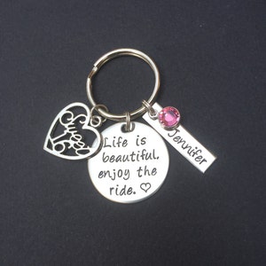 Personalized Sweet 16 Keychain - Sweet 16 Keychain - Sweet 16 Birthday Gifts - Gift For 16th Birthday - Life Is Beautiful Enjoy the ride