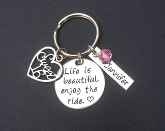 Personalized Sweet 16 Keychain - Sweet 16 Keychain - Sweet 16 Birthday Gifts - Gift For 16th Birthday - Life Is Beautiful Enjoy the ride