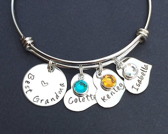 Gift for Grandma - Handstamped Mom or Grandma or Aunt Bracelet - Bangle Bracelet - Grandma Gift - Grandma Jewelry - Best Grandma Bracelet