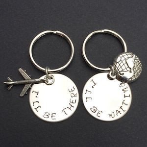 I&#39;ll Be There - I&#39;ll Be Waiting - Couples Set LDRship Long Distance Love or Friendship-gift for LDR-Long Distance Relationship Necklace Set