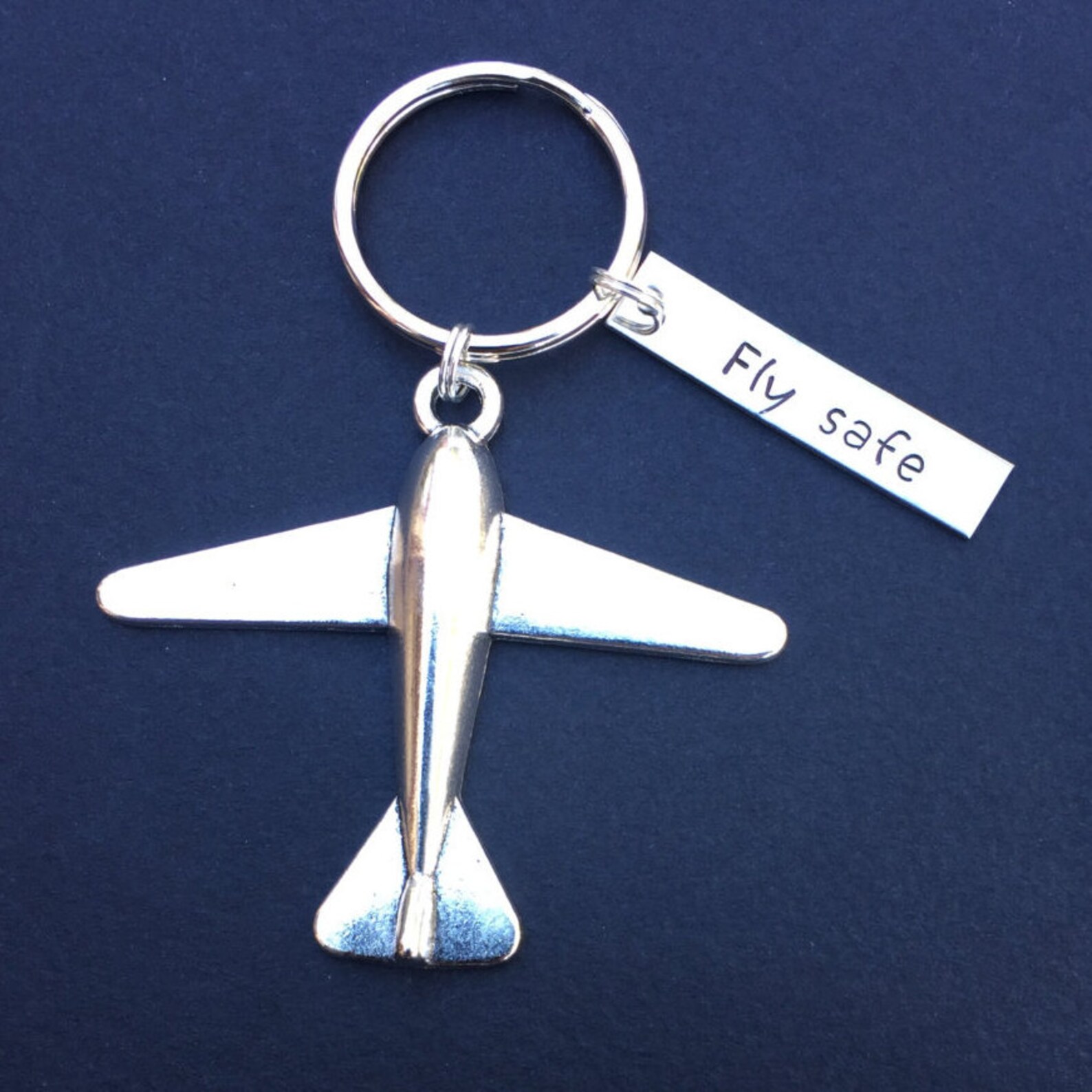 Fly Safe Keychain Pilot Gift Airplane Keychain Airplane Etsy