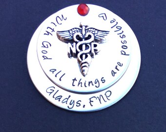 Personalized Nursing pin / RN pin / Nursing Student / Nursing Pinning Ceremony / With God all things are possible - pin / Graduation  gift