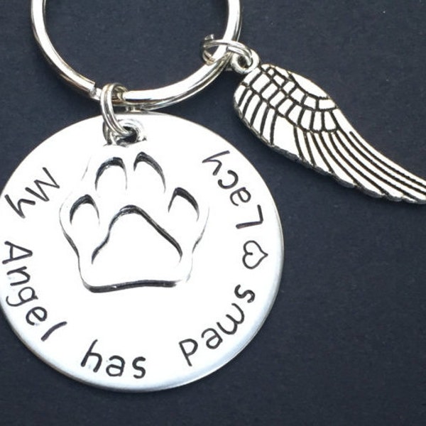 Pet Loss Gift - Pet Memorial Gift - Loss of a Dog - My Angel Has Paws - Pet Loss Keychain - Dog Memorial - Dog Loss Keyring - In Memory Dog