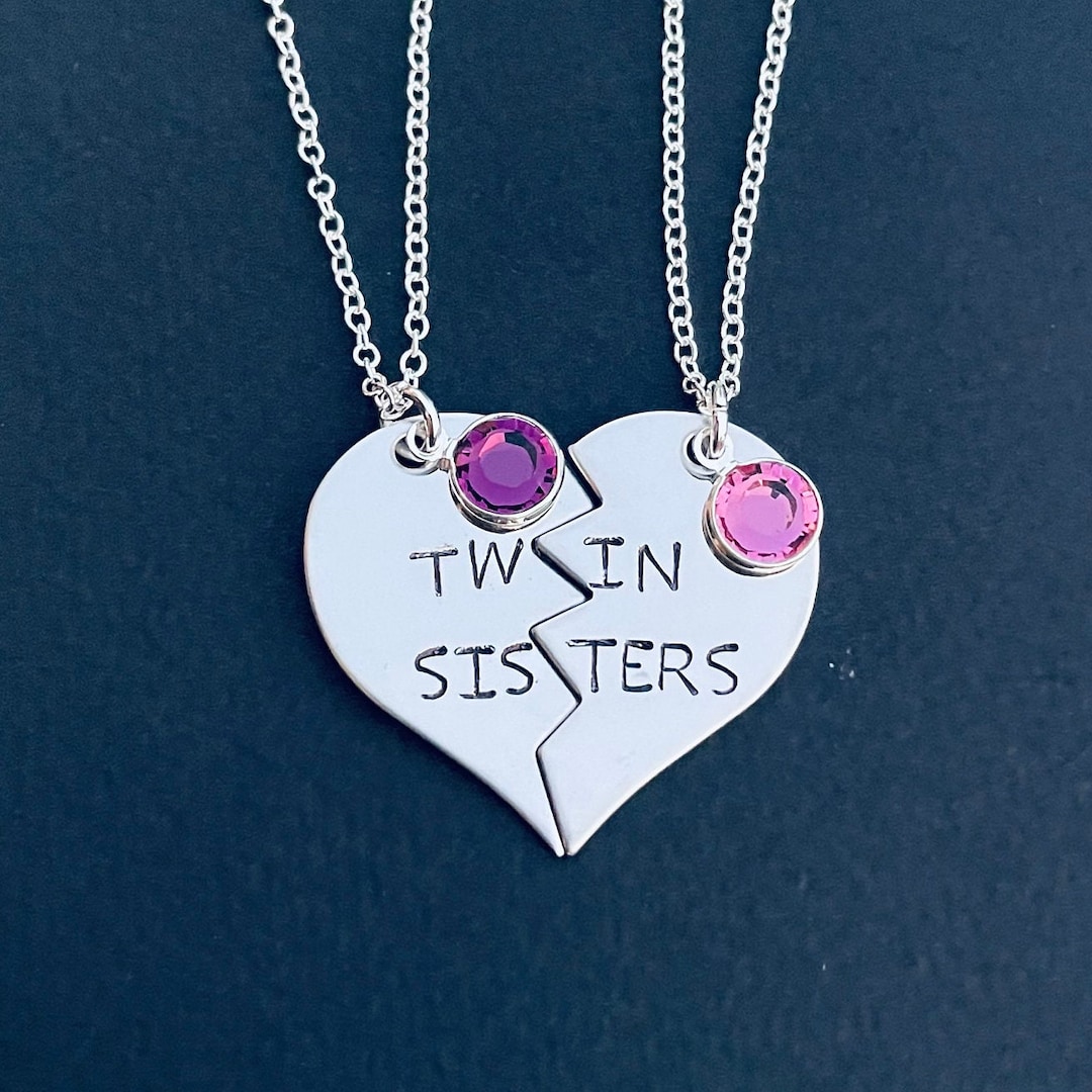 Heart Necklace Twin Sister Jewelry Twin Sisters Necklace Set