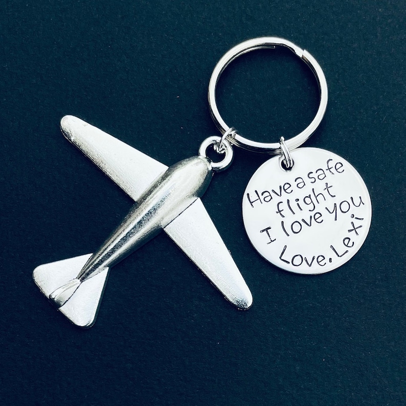 Have a safe flight Keychain, Pilot Gift, Airplane Keychain, Airplane, Traveling Keychain, Gift for Flight Attendant, Travel gift image 1