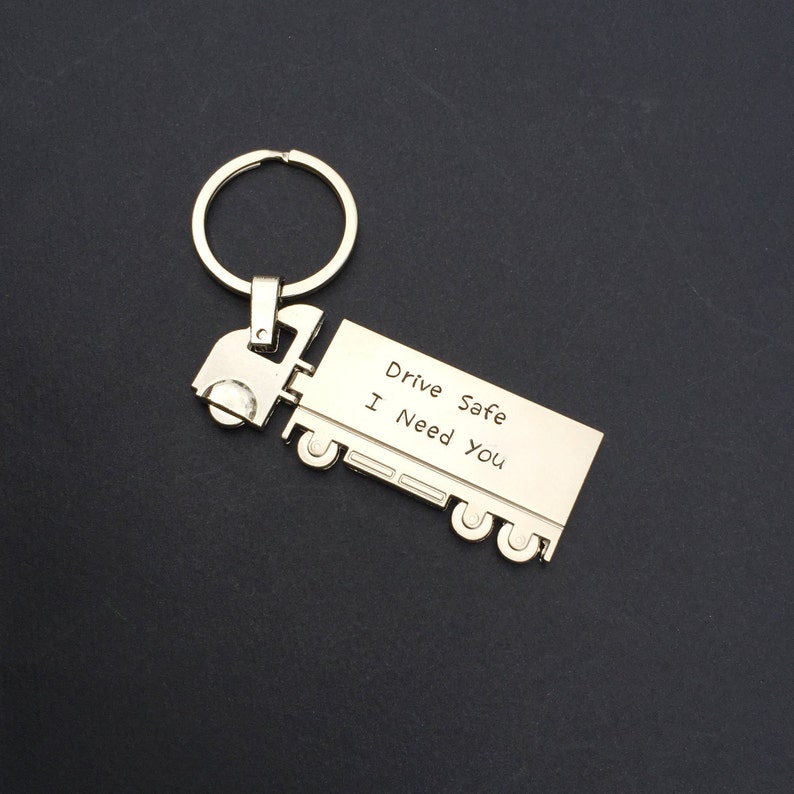 Drive Safe Keychain Custom Stainless Steel Keychain Truck Etsy
